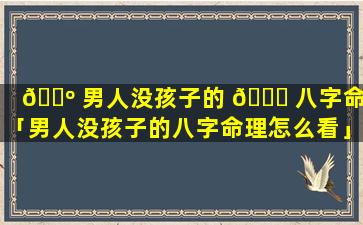 🌺 男人没孩子的 🐝 八字命理「男人没孩子的八字命理怎么看」